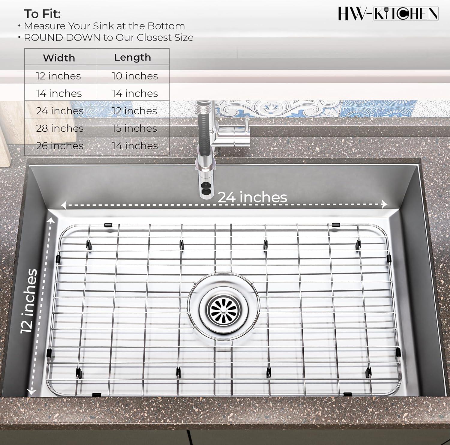 24" x 12" Sink Protector for Kitchen Sink - Stainless Steel Kitchen Sink Rack for Bottom for Sink - Sink Mat - Sink Drying Rack - Kitchen sink protector - Farm Sink Rack for Bottom of Sink