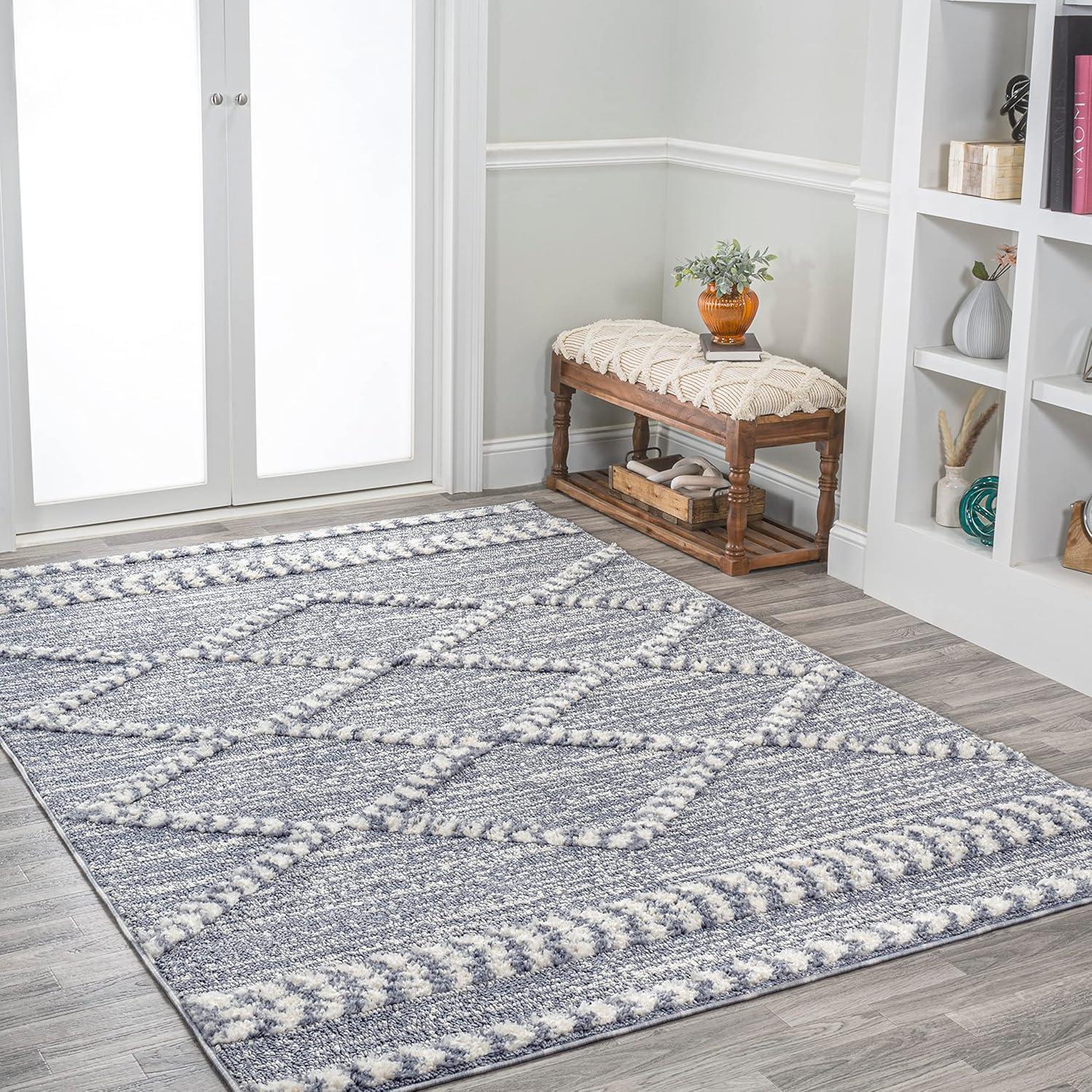 4' x 6' Sofie Moroccan Trellis High-Low Area Rug, Gray/Cream - JONATHAN Y