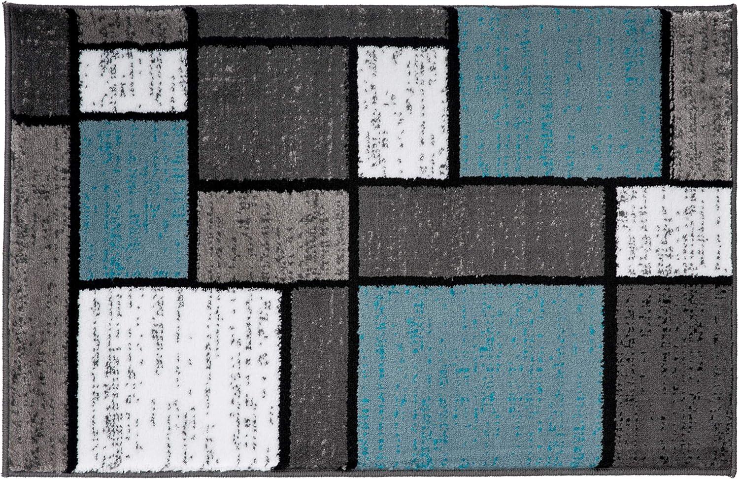 World Rug Gallery Contemporary Modern Boxed Color Block Area Rug