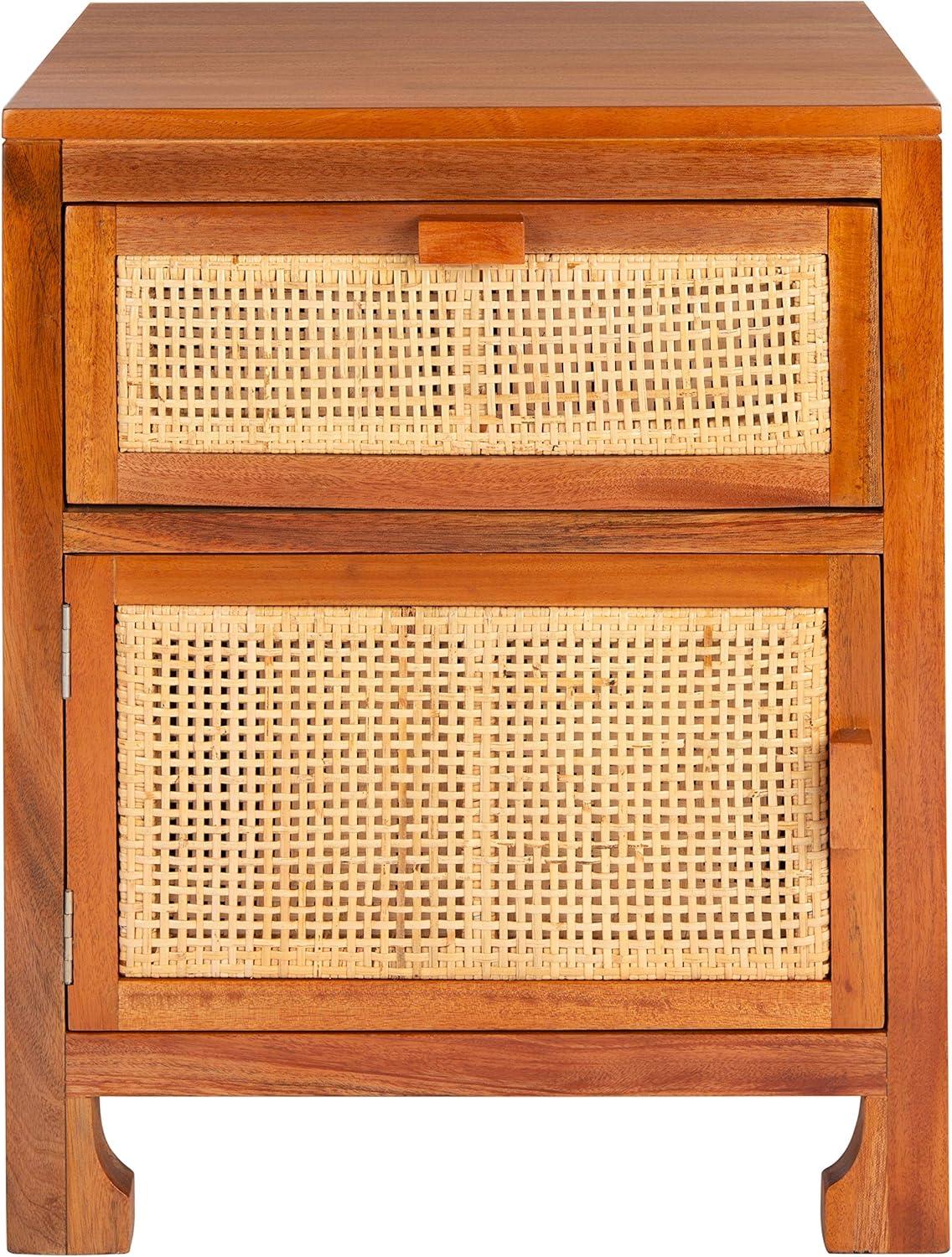 Dave 1 Drawer 1 Door Nightstand - Natural - Safavieh.