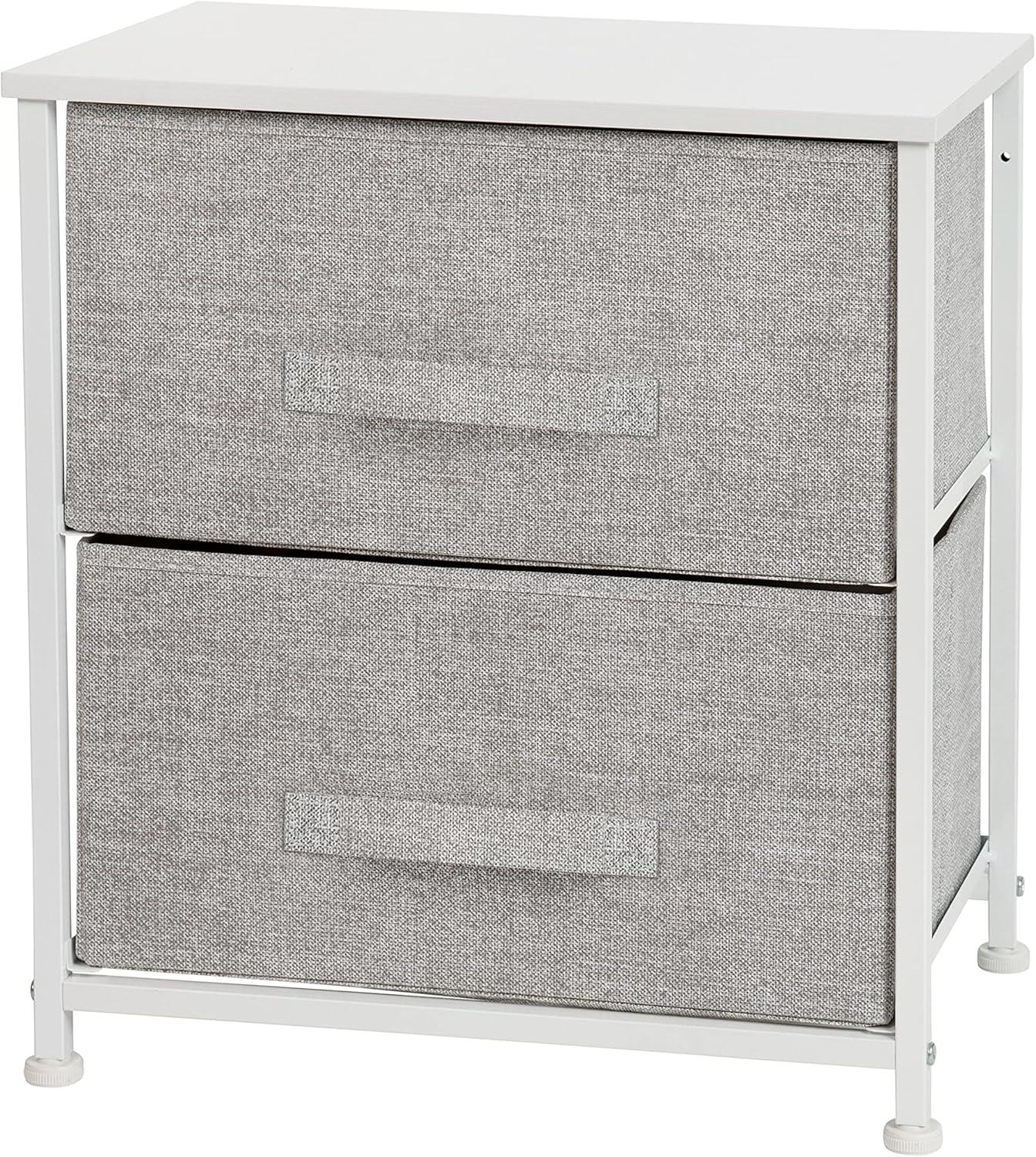 Flash Furniture Malone 2 Drawer Storage Stand with Wood Top & Fabric Pull Drawers