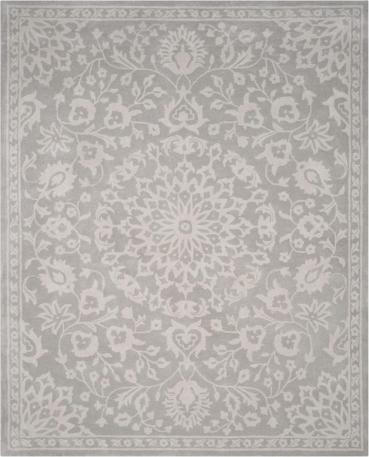 SAFAVIEH Bella Oliver Floral Wool Area Rug, Grey/Silver, 11' x 15'