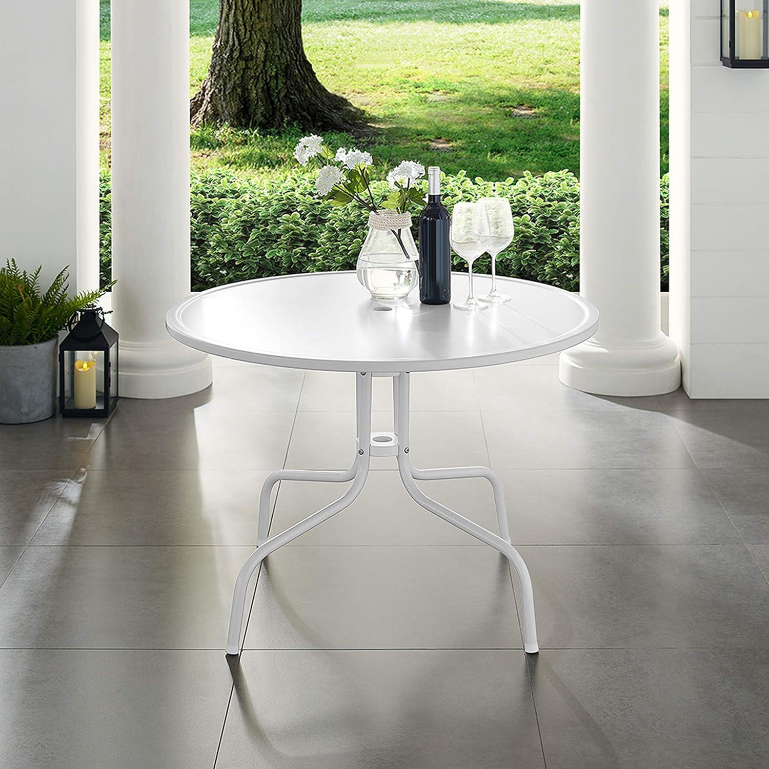 Burley Round 4 - Person 39" Long Powder Coated Steel Dining Set
