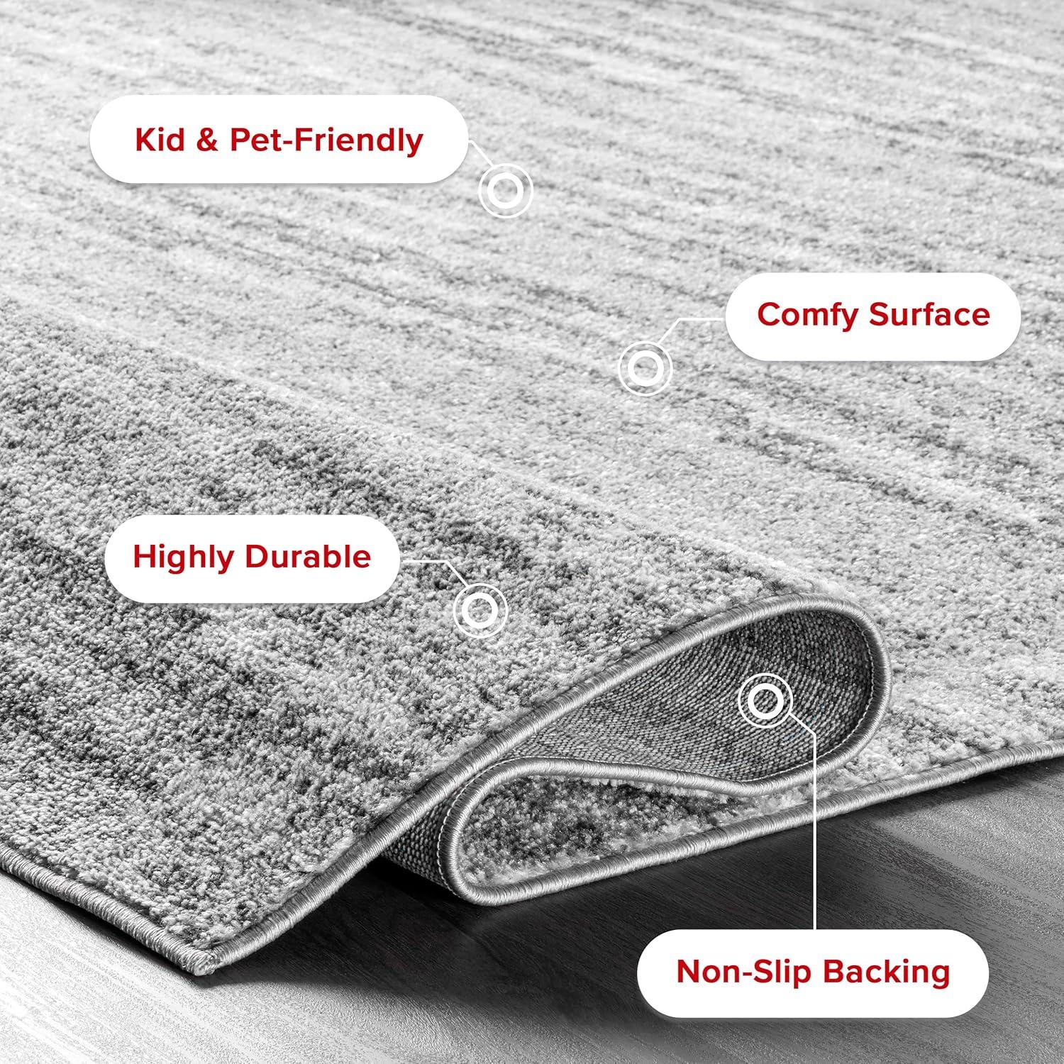 Gray Abstract Square Synthetic Easy Care Area Rug