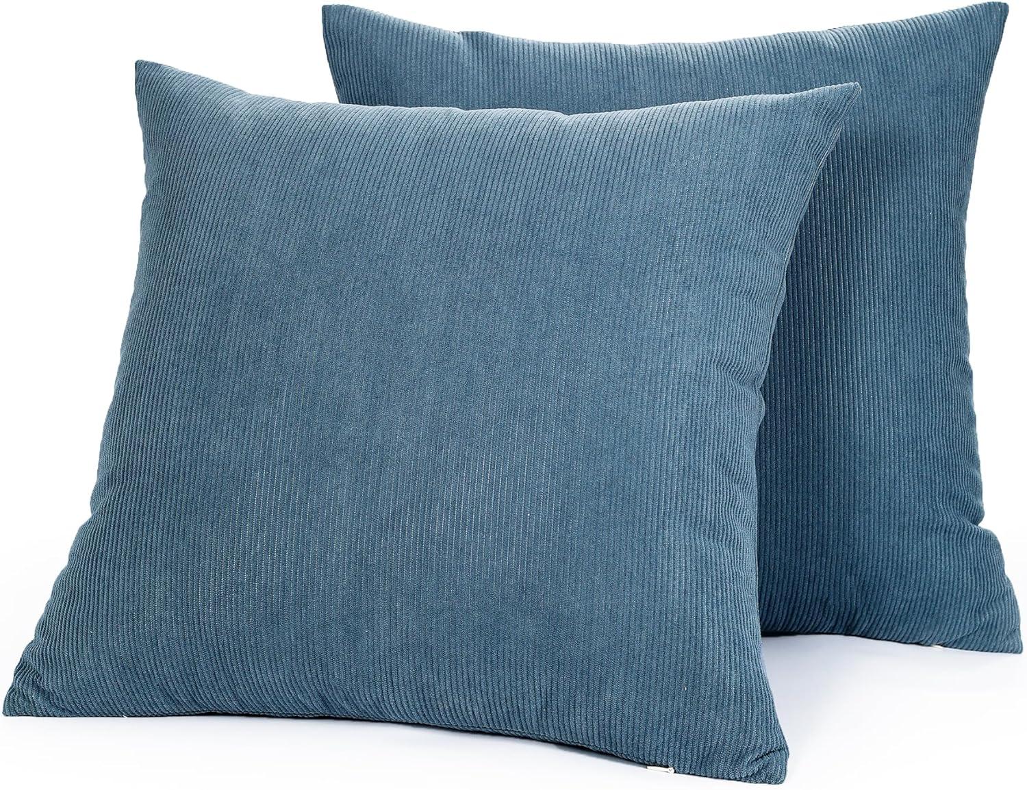 LALA & WONZ Corduroy Striped Throw Pillow Covers (Set of 2)