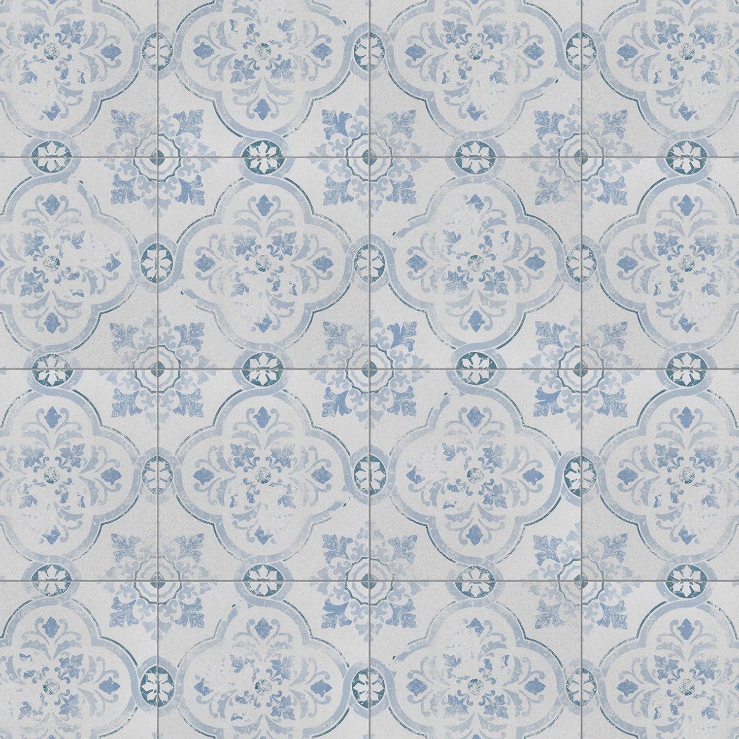 Celosia Blue and White Ceramic Square Floor and Wall Tile