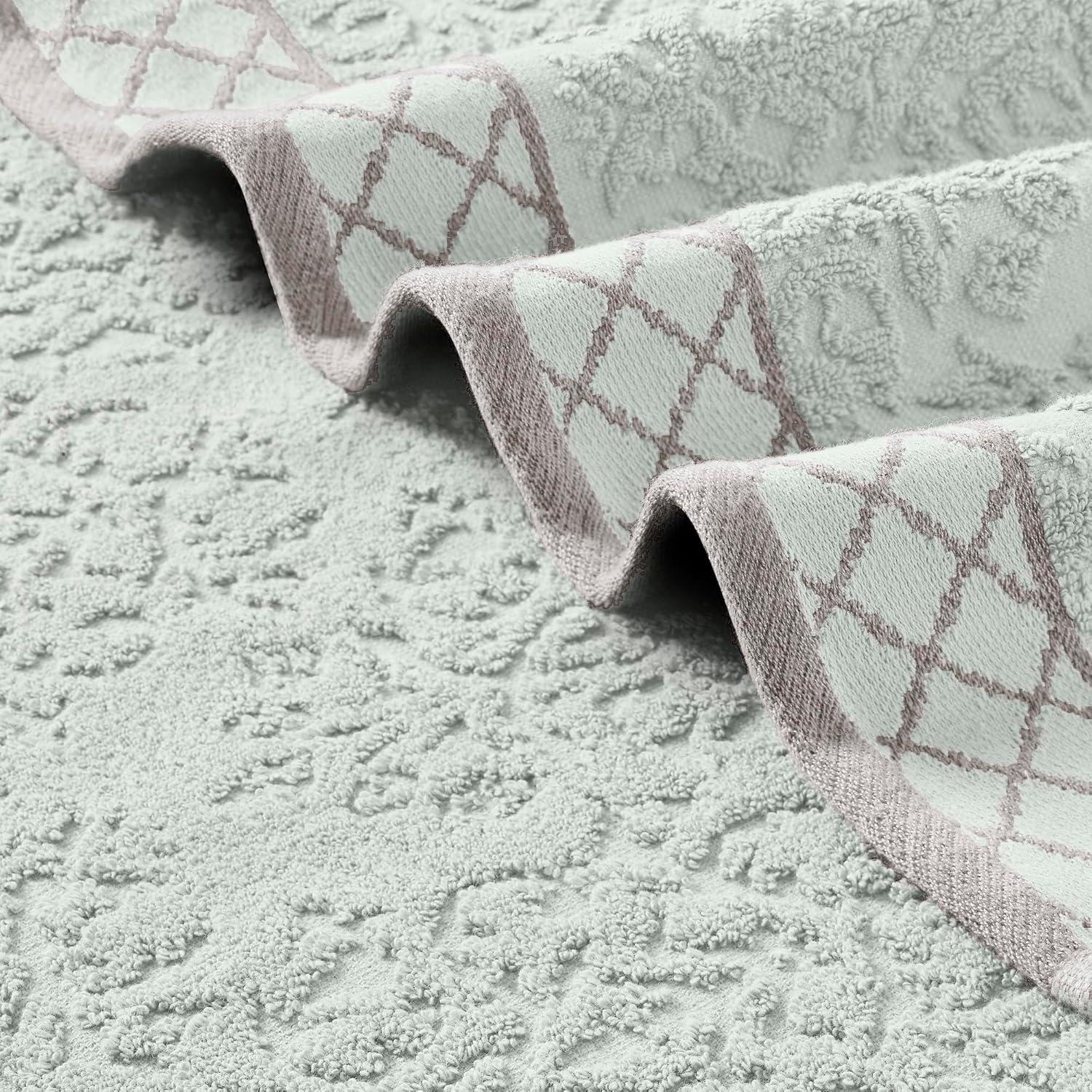 Modern Threads Modern Threads 6-Piece Damask Jacquard/Solid Ultra Soft 550GSM 100% Combed Cotton Towel Set with Embellished Borders