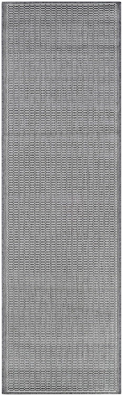 Couristan Recife Saddle Stitch Indoor /Outdoor Area Rug, Grey- White, 2'3" x 11'9" Runner