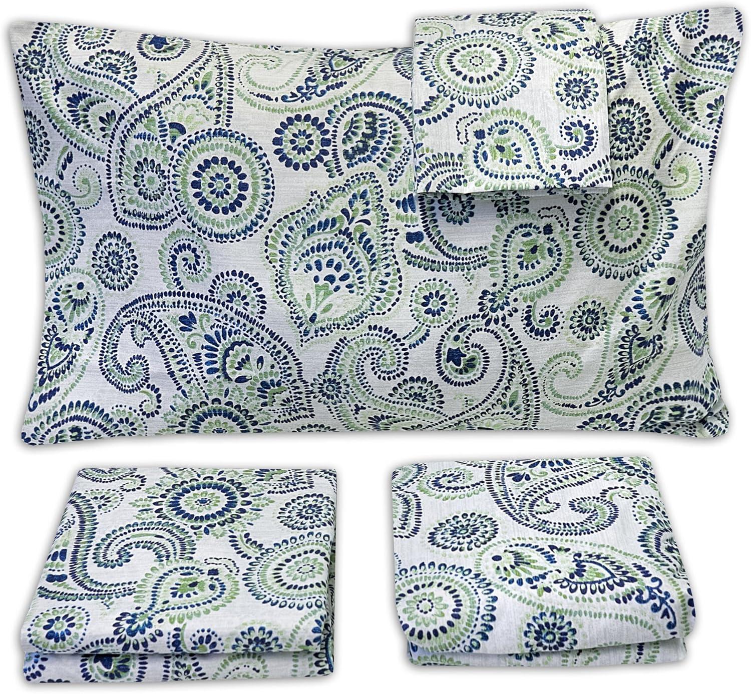 Modern Paisley 4 Piece Printed Sheet Set, Double Brushed Microfiber by Sweet Home Collection®