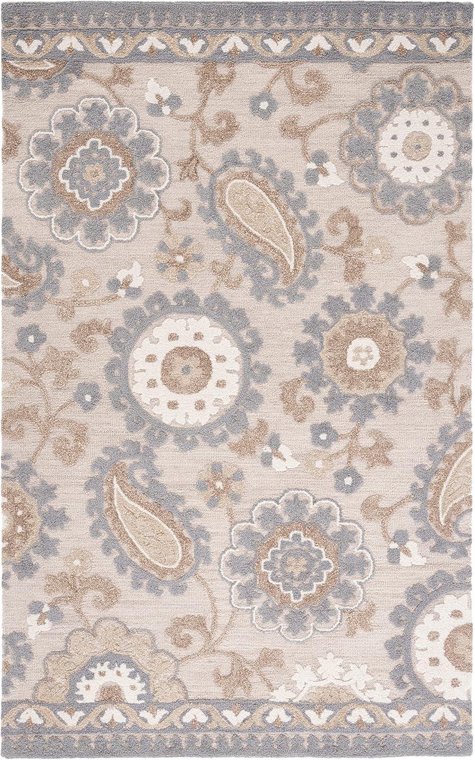 Blossom BLM375 Hand Tufted Area Rug - Grey/Beige - 3'x5' - Safavieh.