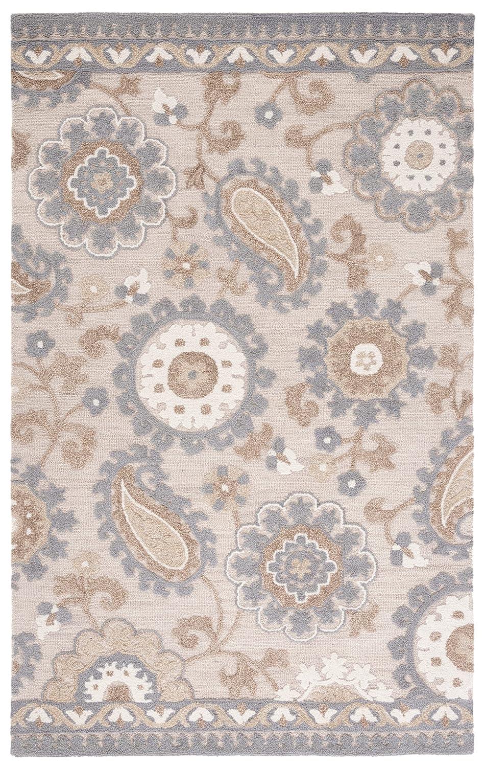 Blossom BLM375 Hand Tufted Area Rug - Grey/Beige - 3'x5' - Safavieh.