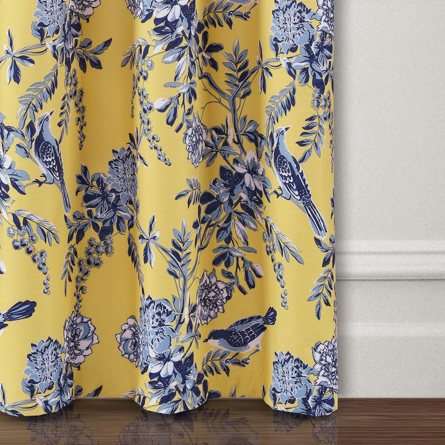 Lush Decor Farmhouse Bird And Flower Polyester Curtain Pair (Set of 2)
