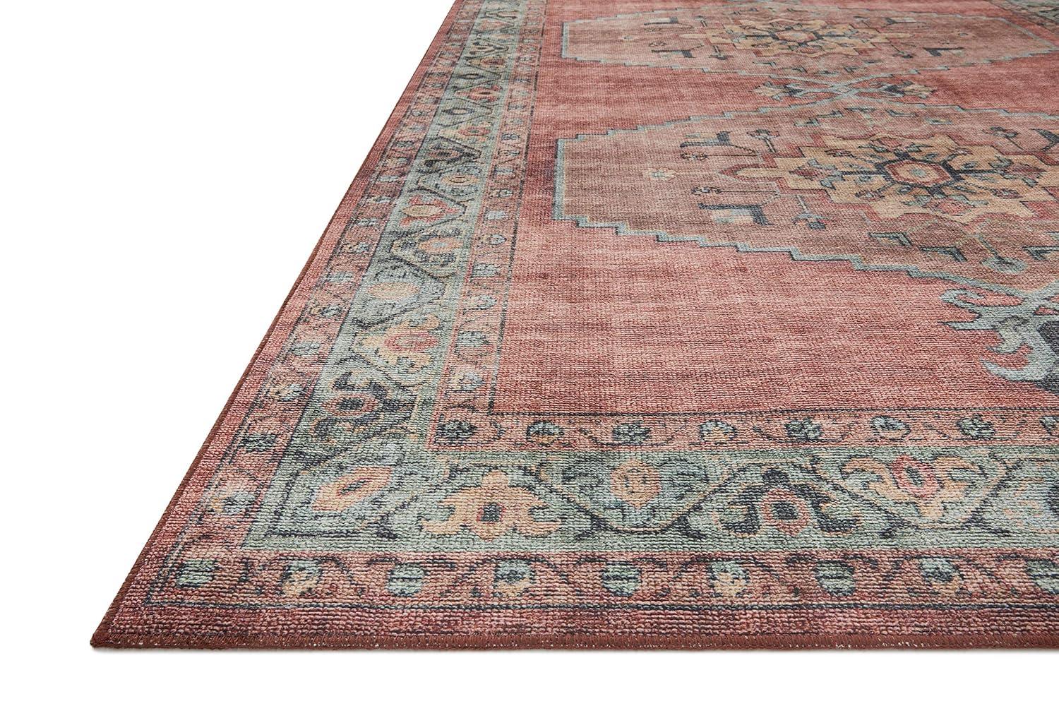 Red Medallion Synthetic Easy Care Runner Rug