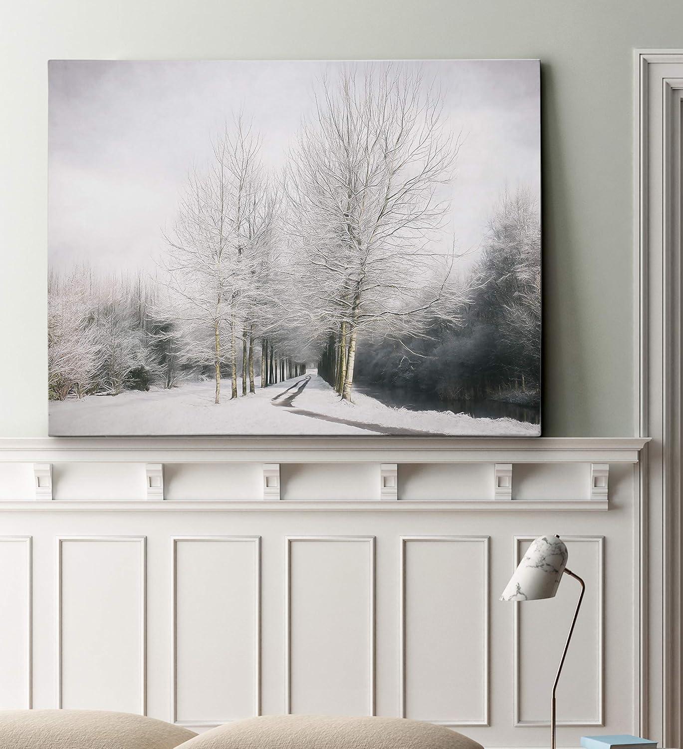 Winter Forest Scene Gallery Wrapped Canvas Wall Art, 30x40