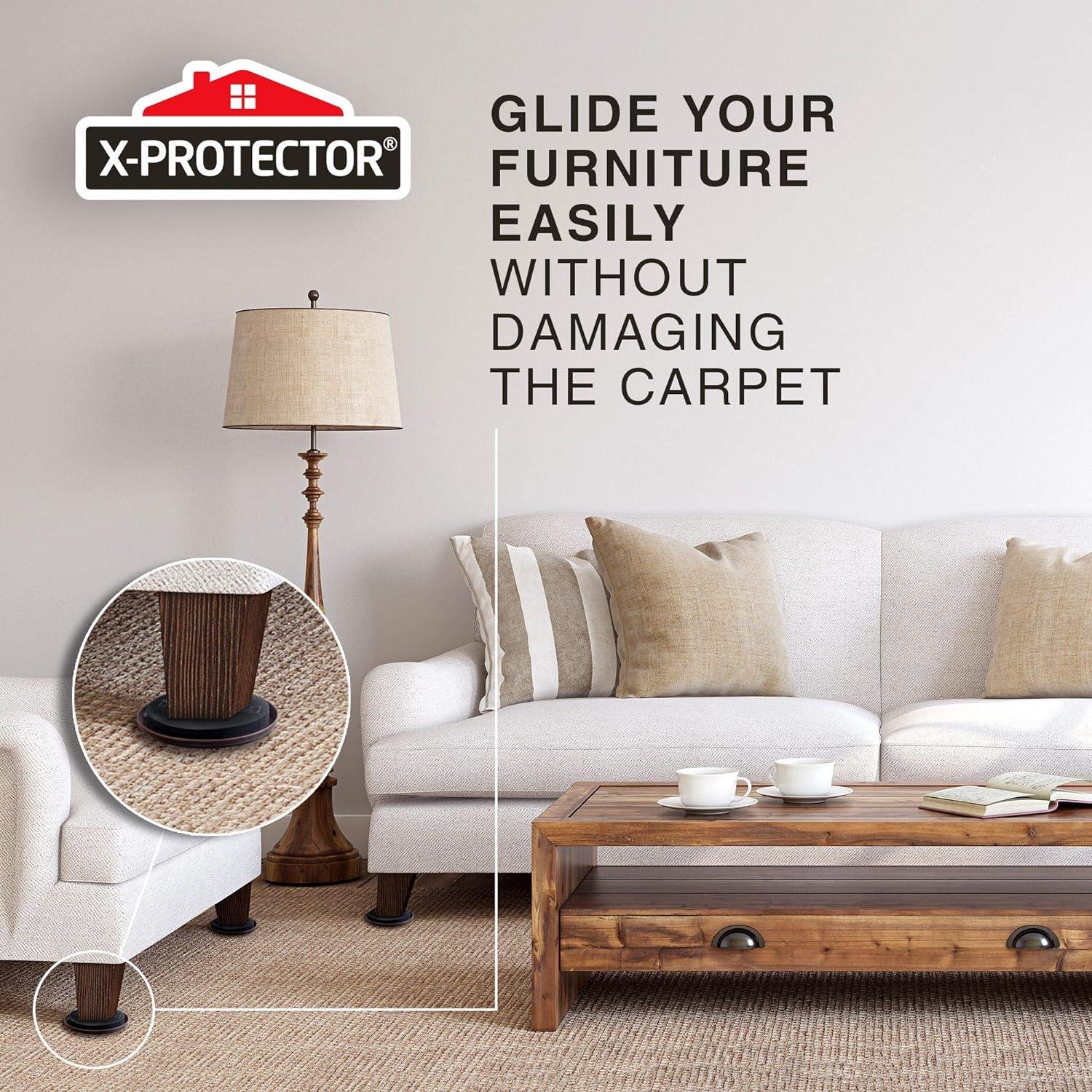 Furniture Sliders for Carpet X-PROTECTOR - 8 PCS Best Heavy Moving Pads 3 1/2" - Sliders for Furniture. Move Your Furniture Easy with Reusable Furniture Movers Sliders for Carpets!