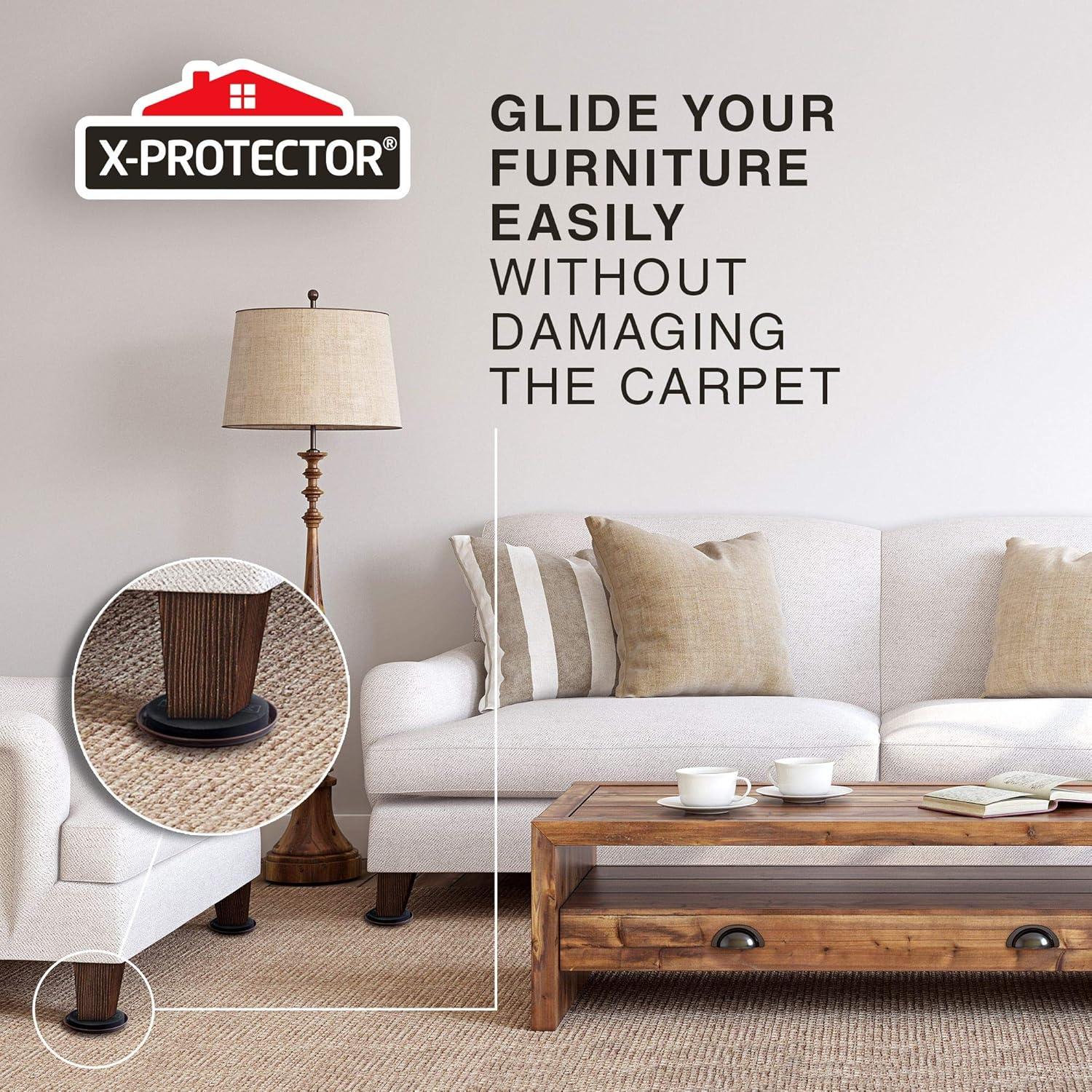 Brown Heavy Duty Non-Adhesive Furniture Sliders for Carpet