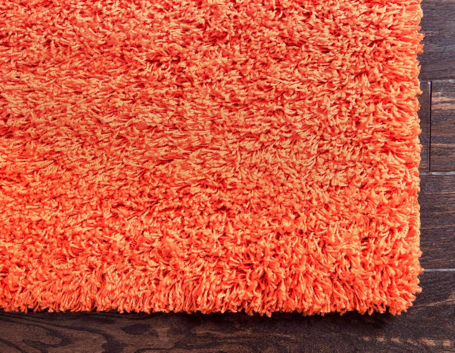 Unique Loom 4' 1 x 6' 1 Solid Shag Tiger Orange Area Rug