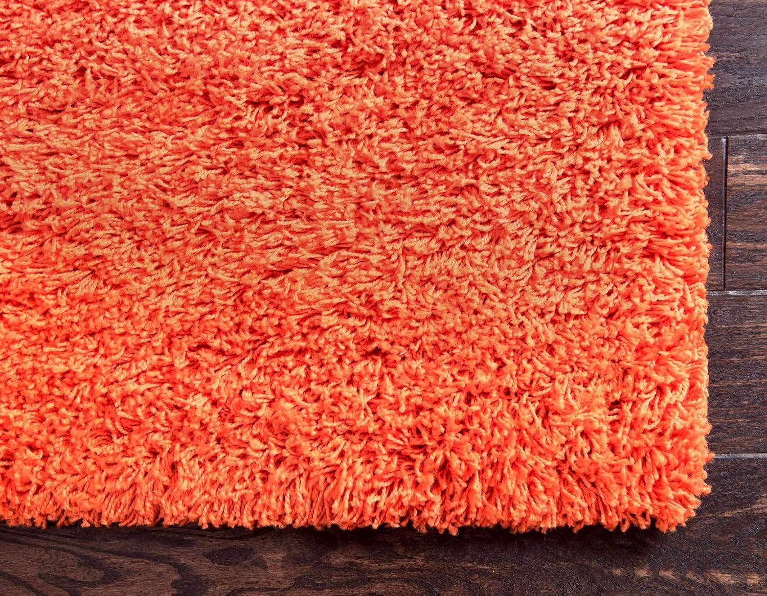 Unique Loom 2' 2 x 3' 1 Solid Shag Tiger Orange Area Rug