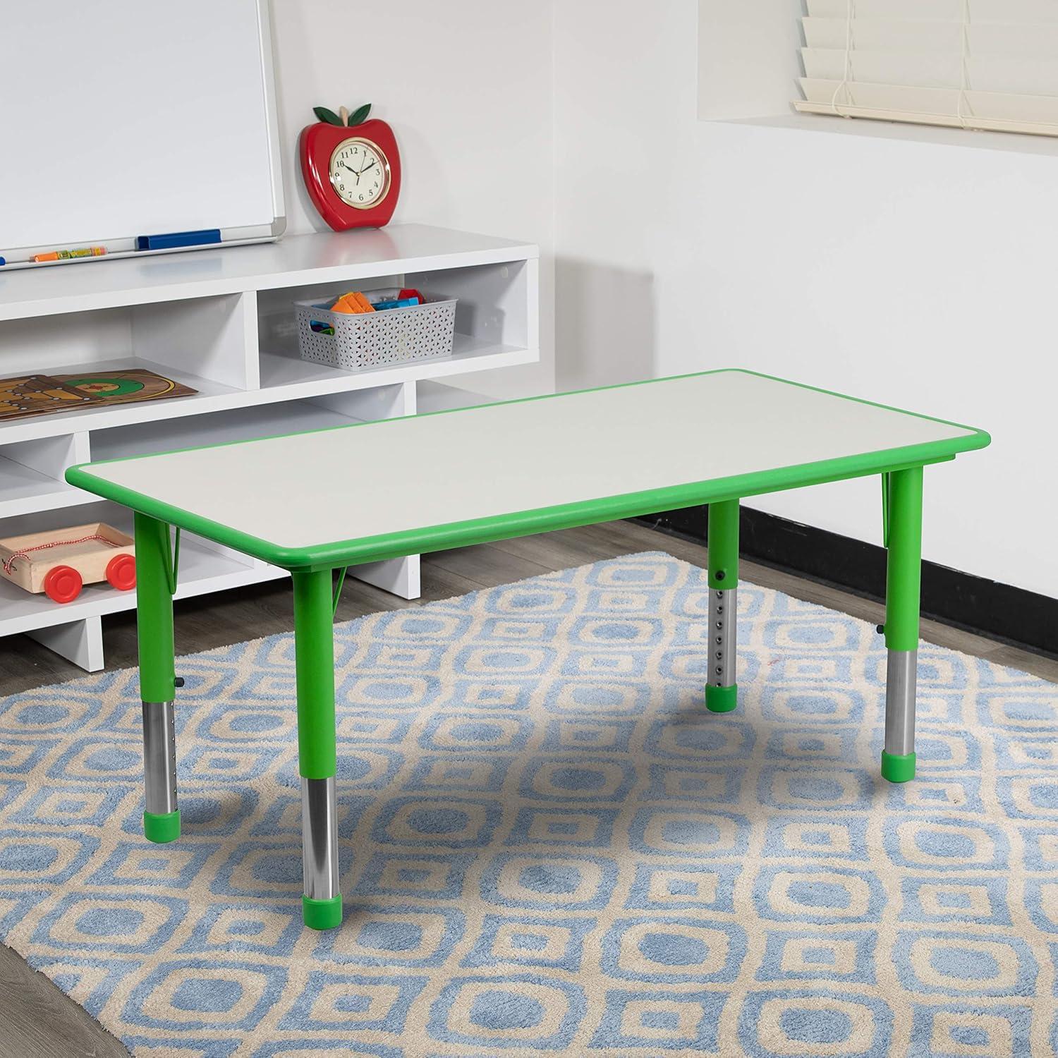 Flash Furniture 23.625"W x 47.25"L Rectangular Plastic Height Adjustable Activity Table