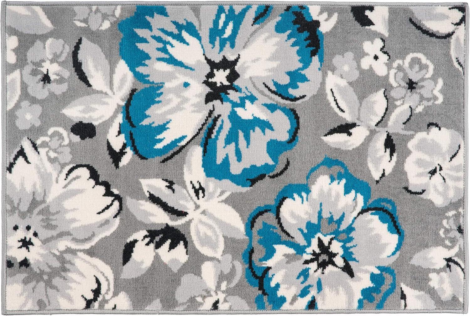 World Rug Gallery Modern Floral Design Blue 2' x 3' Area Rug