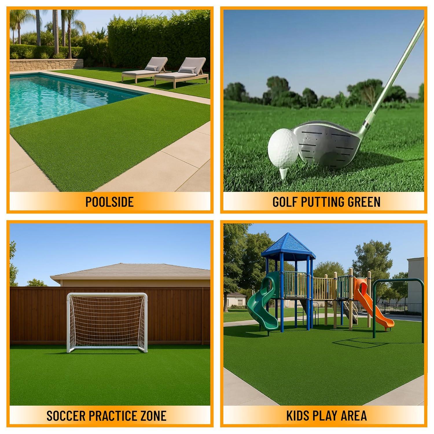 Ottomanson Ottomanson Outdoor Sports & Practice Turf – Waterproof Artificial Grass Mat for Backyard, Patio, and Recreational Use