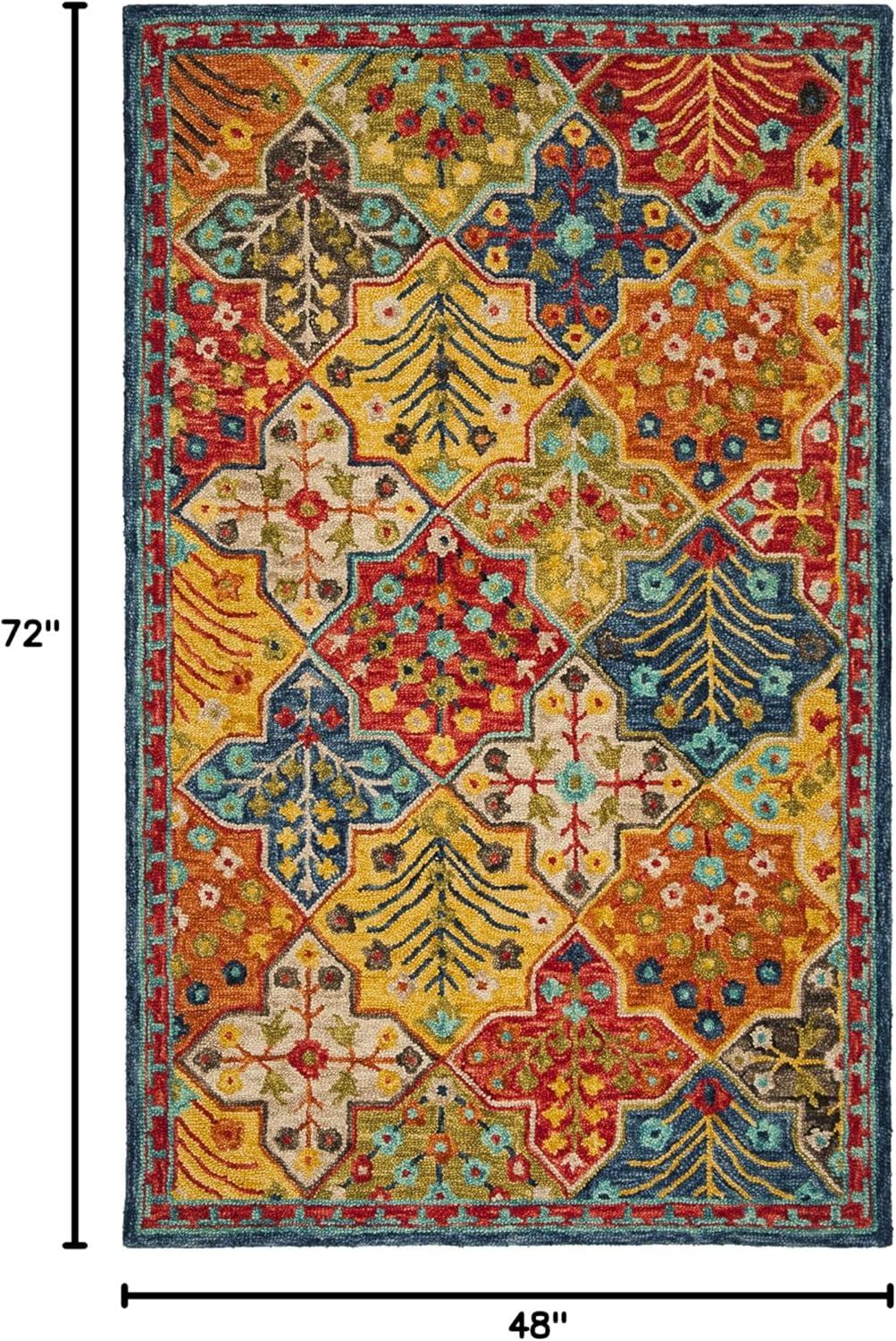 Aspen APN514 Hand Tufted Area Rug - Blue/Orange - 4' X 6' - Safavieh.