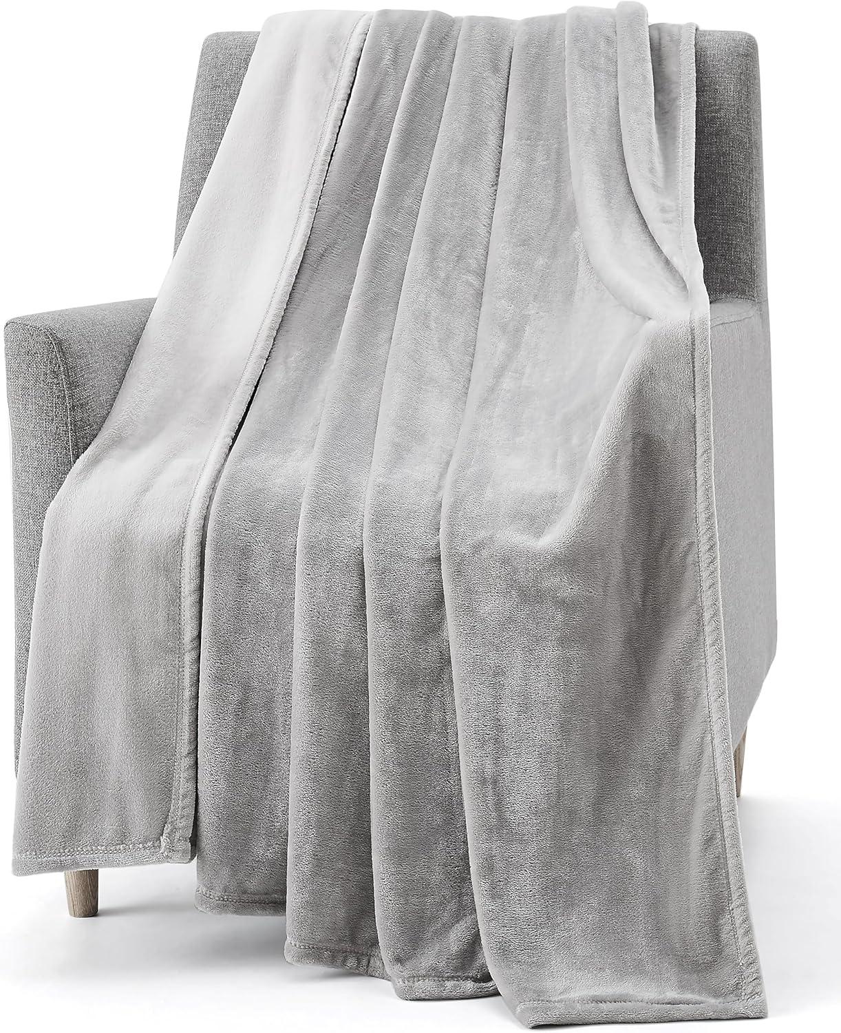 Full Size Gray Fleece Reversible Kids Blanket