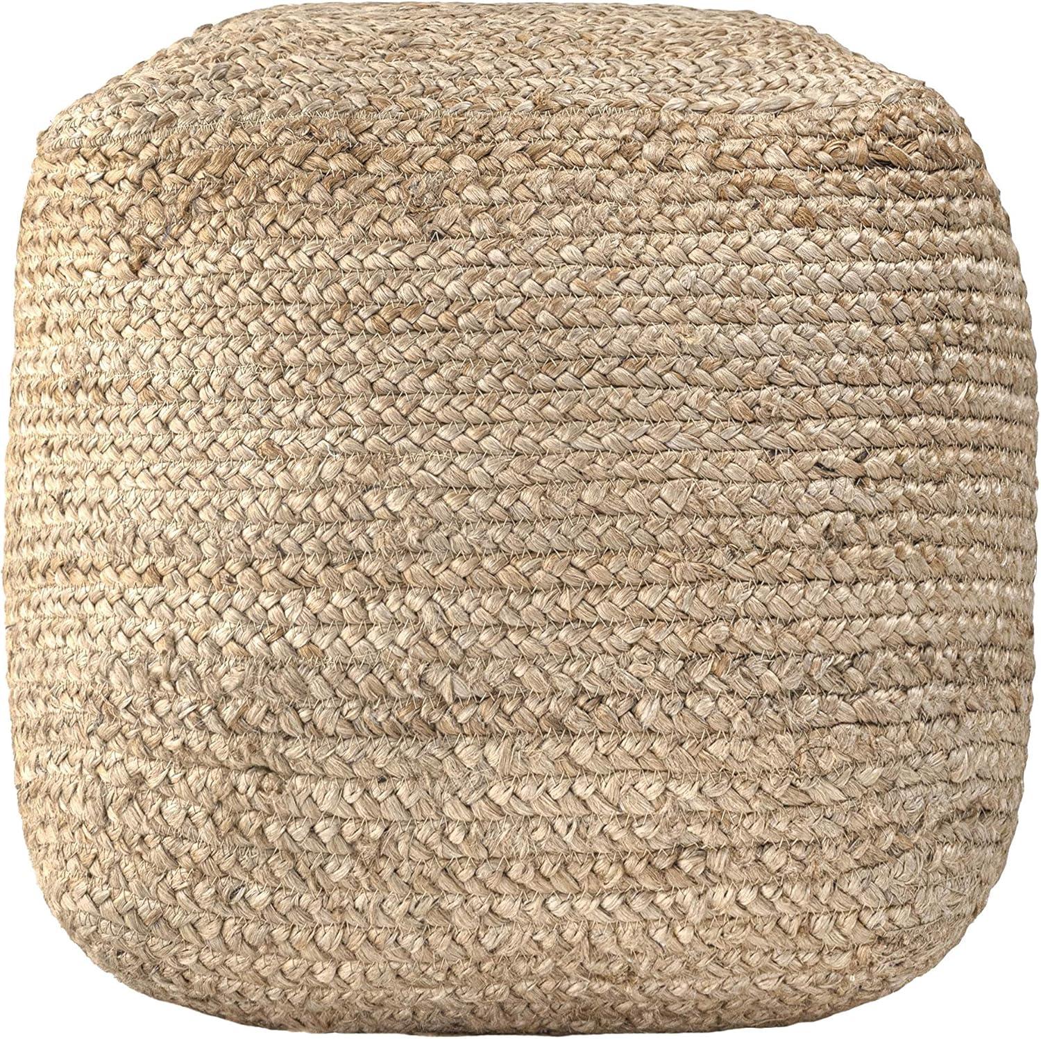 Natural Jute Braided 18" Pouf Ottoman