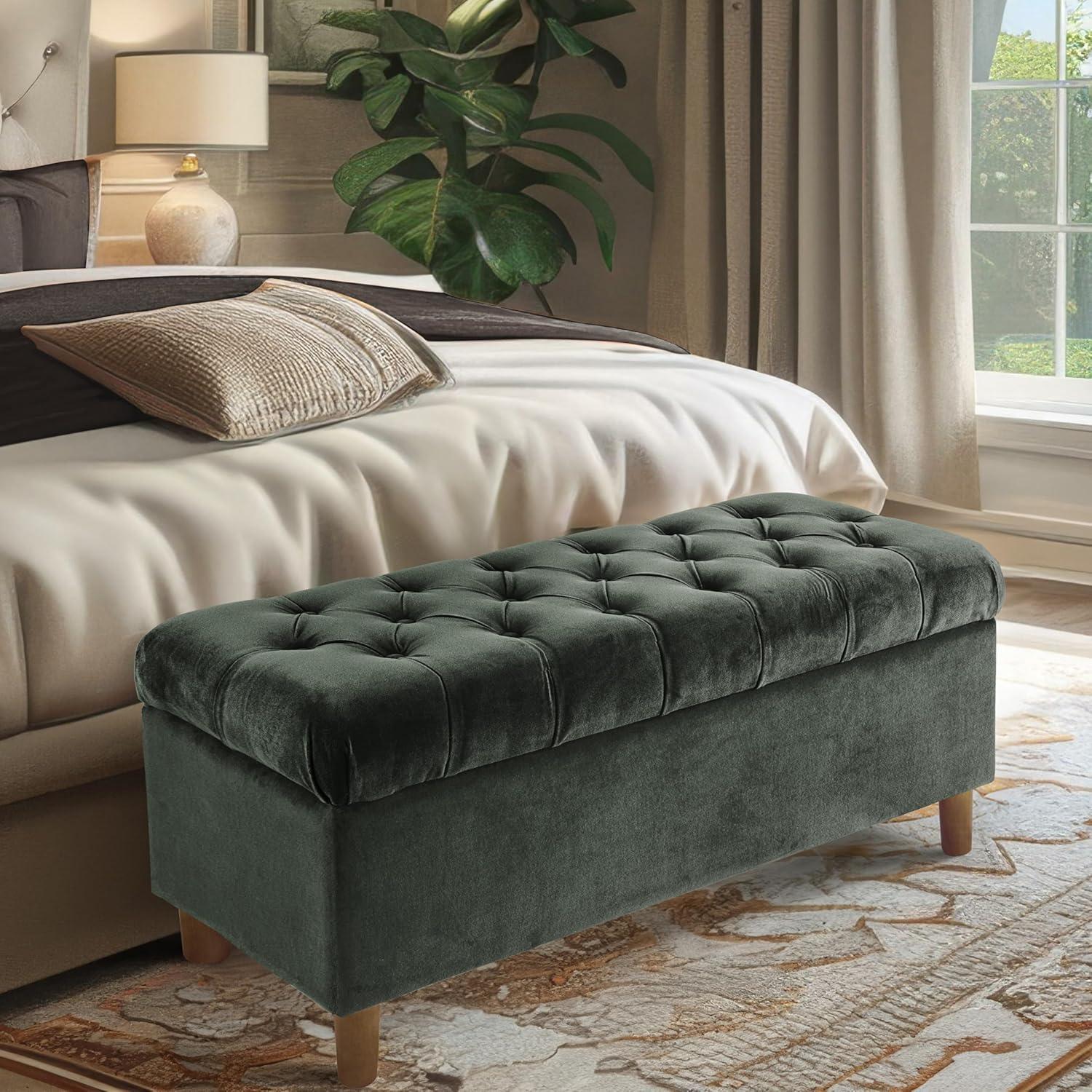 Velvet Upholstered Storage Bench