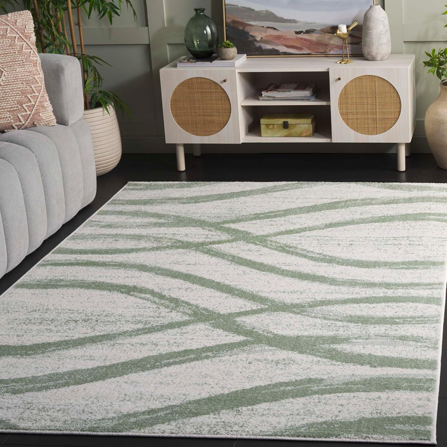 Adirondack ADR125 Machine Made Indoor Area Rug - Sage/Cream - 5'x5' - Safavieh