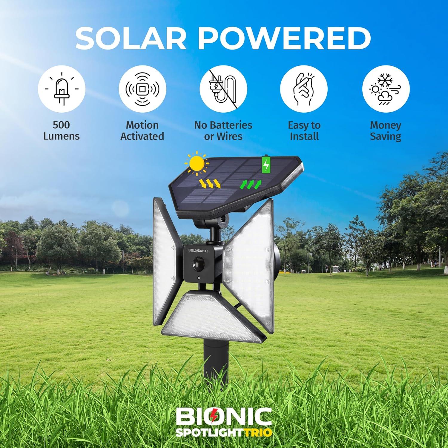 Bell+Howell Bionic Spotlight Trio with Motion Sensor, Super Bright Landscape Spotlight for Outdoors