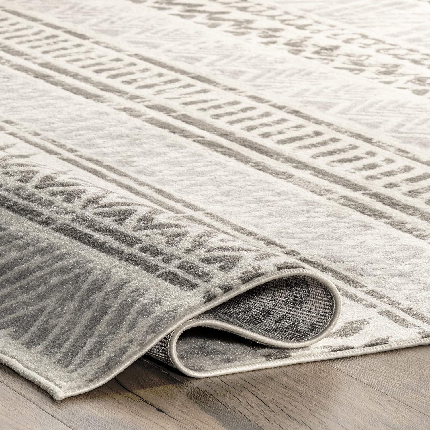 Nuloom Chloe Geometric 5x8 Indoor Area Rug for Living Room Bedroom Dining Room Kitchen, Light Grey/Ivory