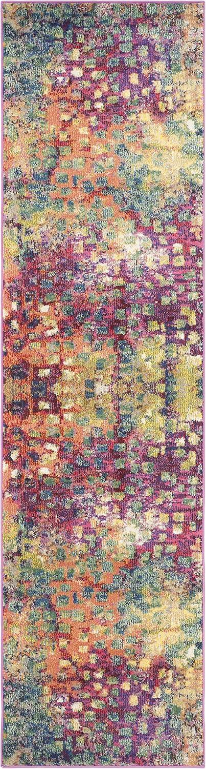 Monaco MNC225 Power Loomed Indoor Runner Rug - Pink/Multi - 2'2"x10' - Safavieh