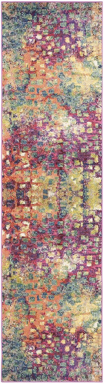 Monaco MNC225 Power Loomed Indoor Runner Rug - Pink/Multi - 2'2"x6' - Safavieh