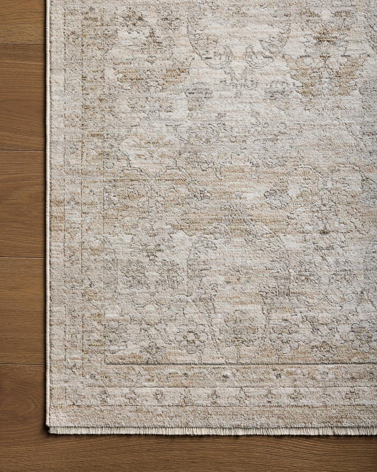 Ivory and Khaki Rectangular Synthetic Easy Care Rug