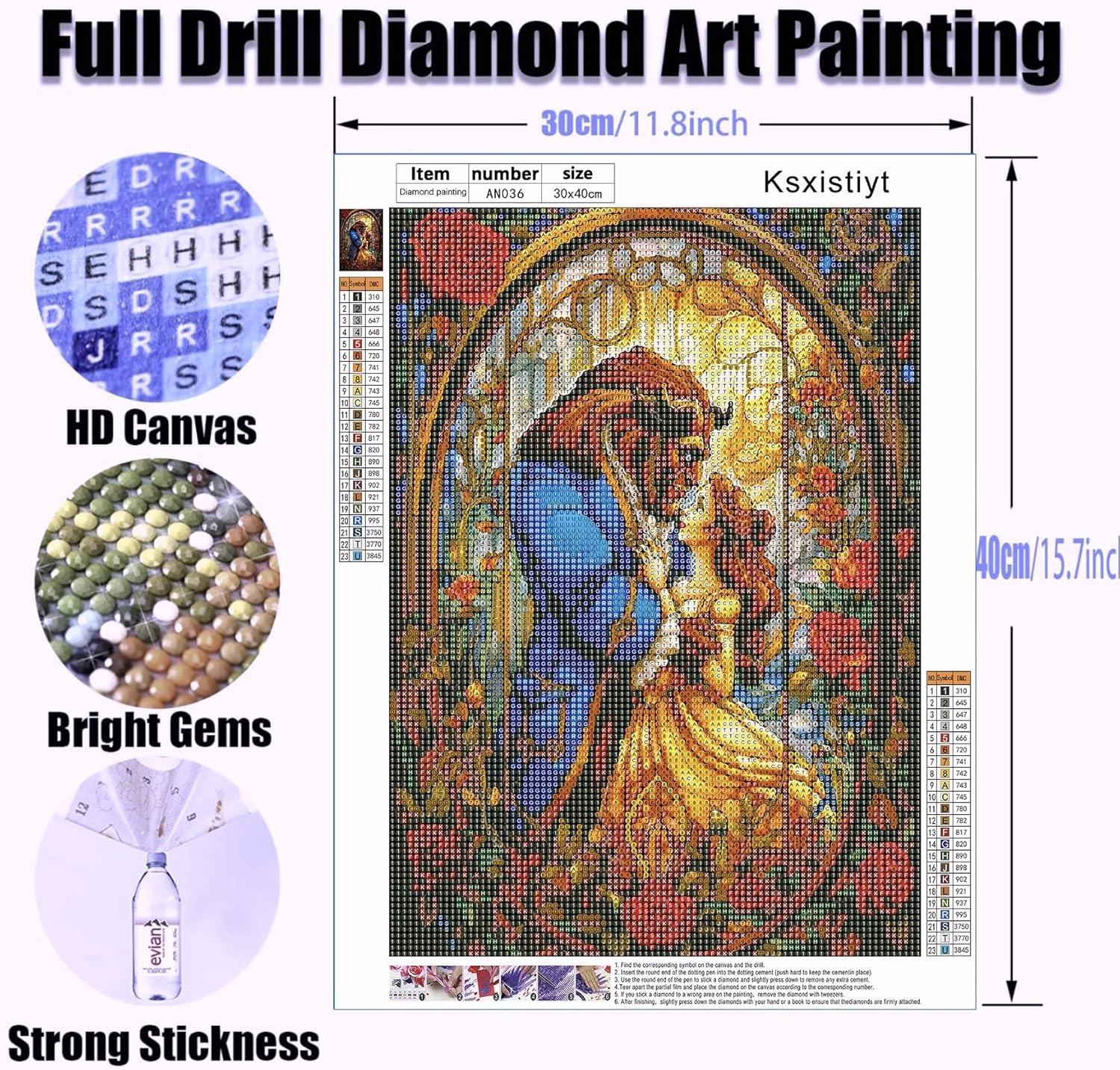 Diamond Art Painting Kits for Adults - Beauty and the Beast Full Drill Diamond Dots Paintings for Beginners, Round 5D Paint with Diamonds Pictures Gem Art Painting Kits DIY Adult Crafts 12x16inch