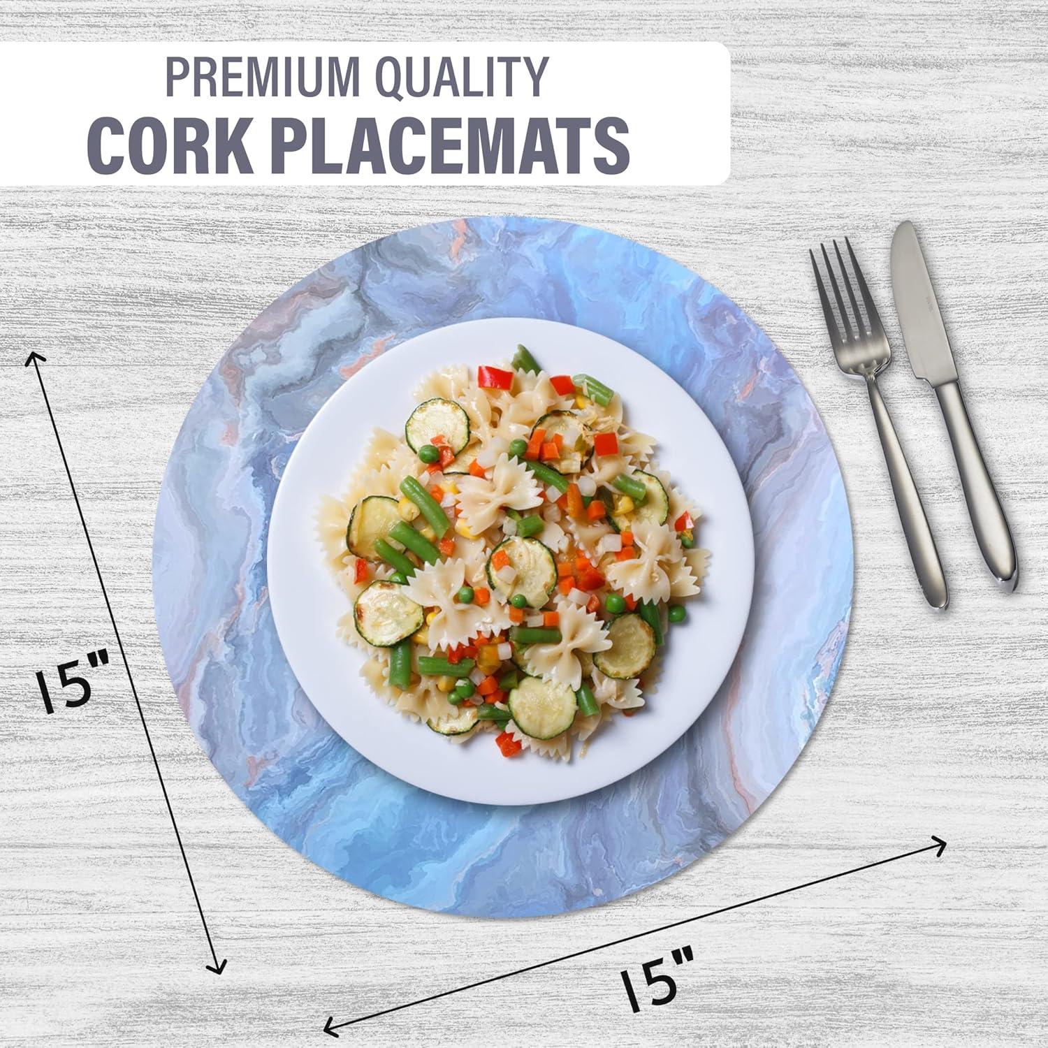 Dainty Home Placemats Dining Table Mat Table Decor Washable Non Slip Marble Round 15 X 15 Navy (Set of 8)