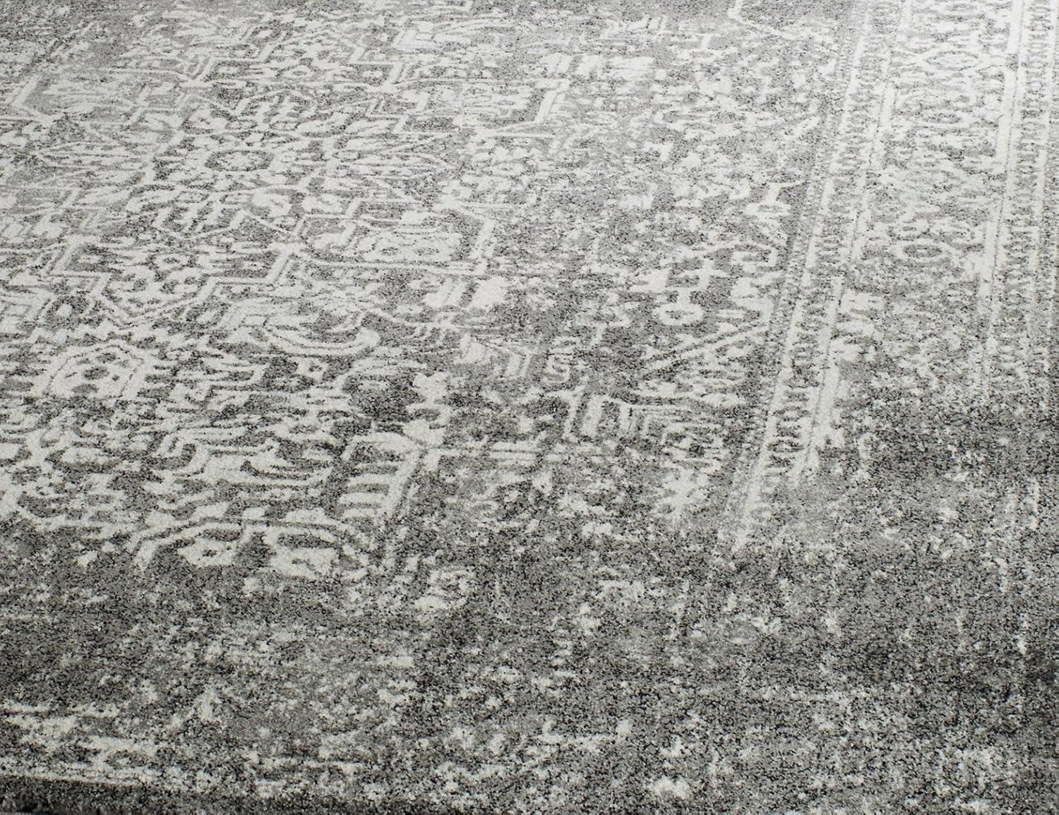 SAFAVIEH Evoke Trena Traditional Distressed Area Rug, Grey/Ivory, 9' x 12'