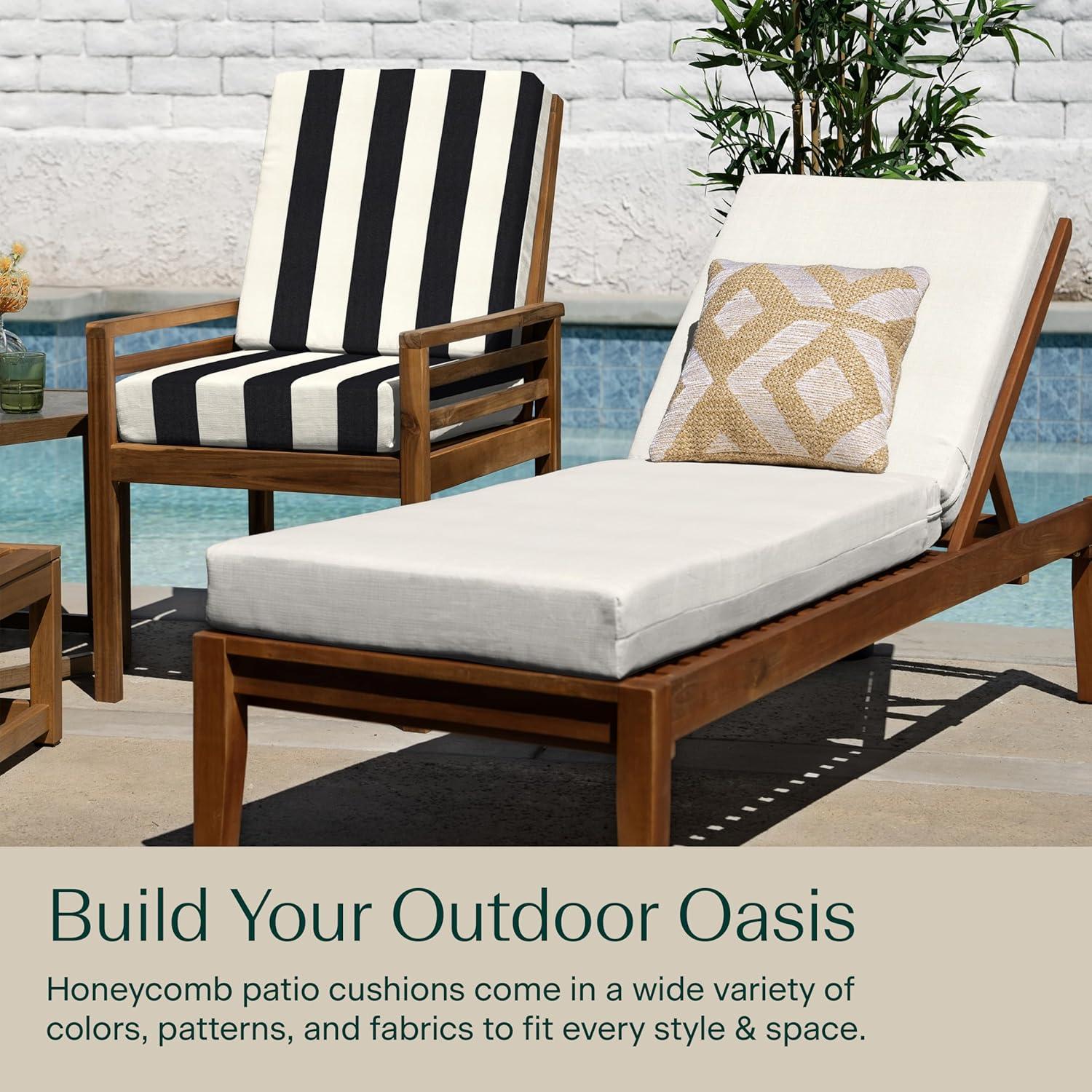 Honeycomb Outdoor Chaise Lounge Cushion - Textured Solid Bone