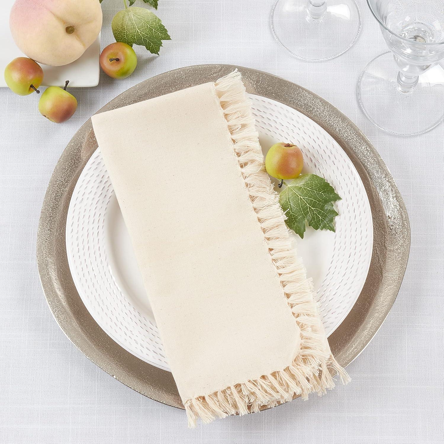 Saro Lifestyle Fringed Design Table Napkin (Set of 4)