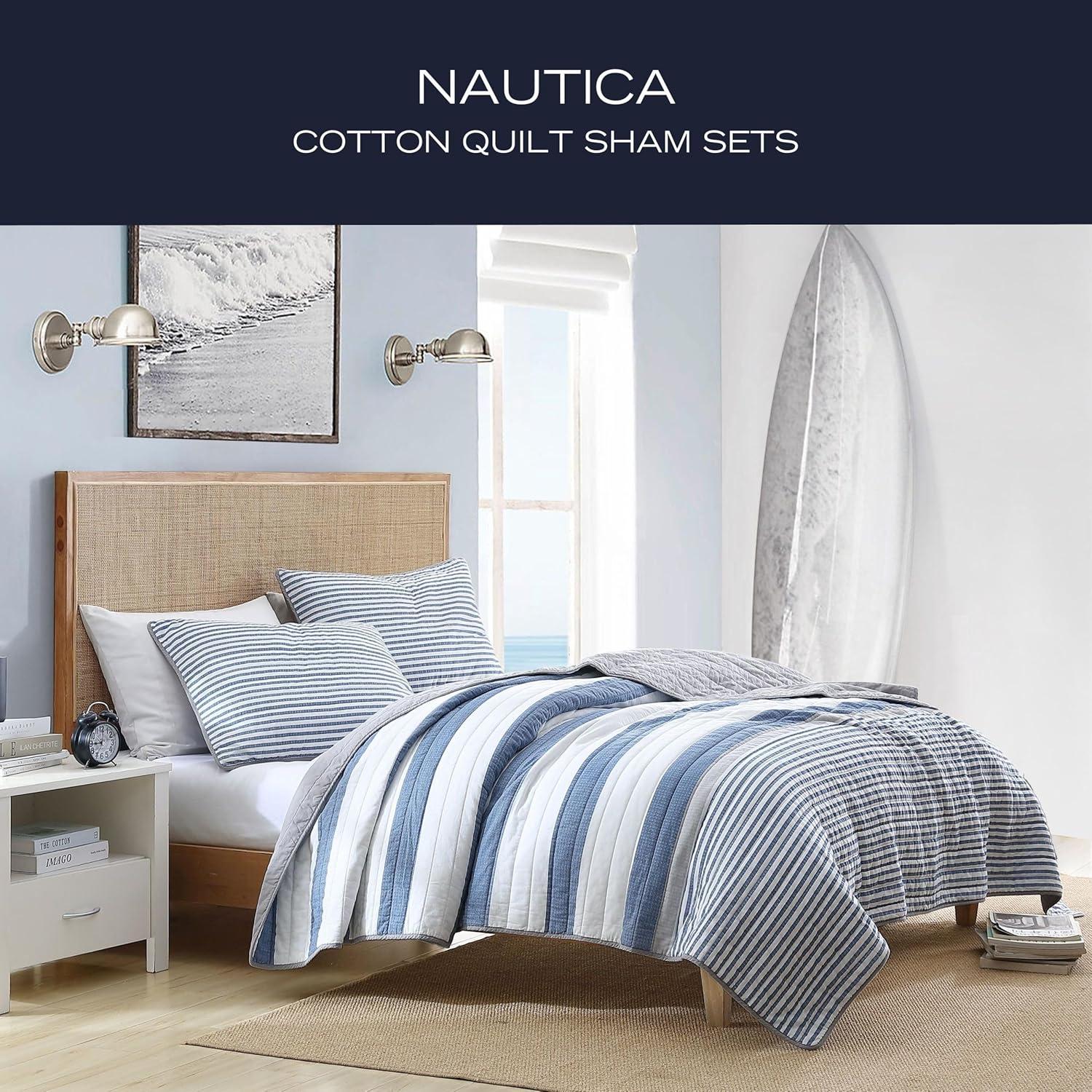 Nautica Nautica Bradford Cotton Reversible Navy Quilt Set