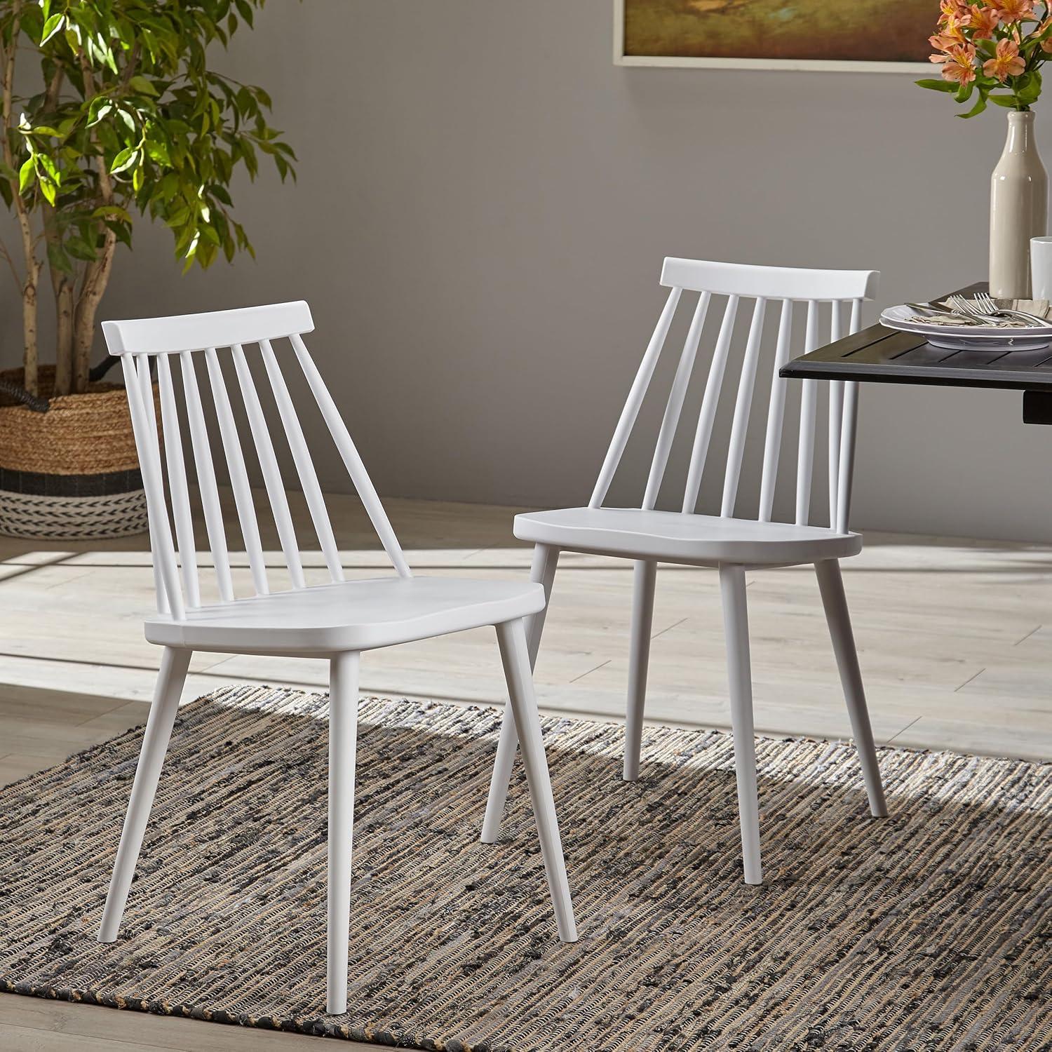 Gracie Oaks Farmhouse Spindle Back Dining Chairs,Set Of 2