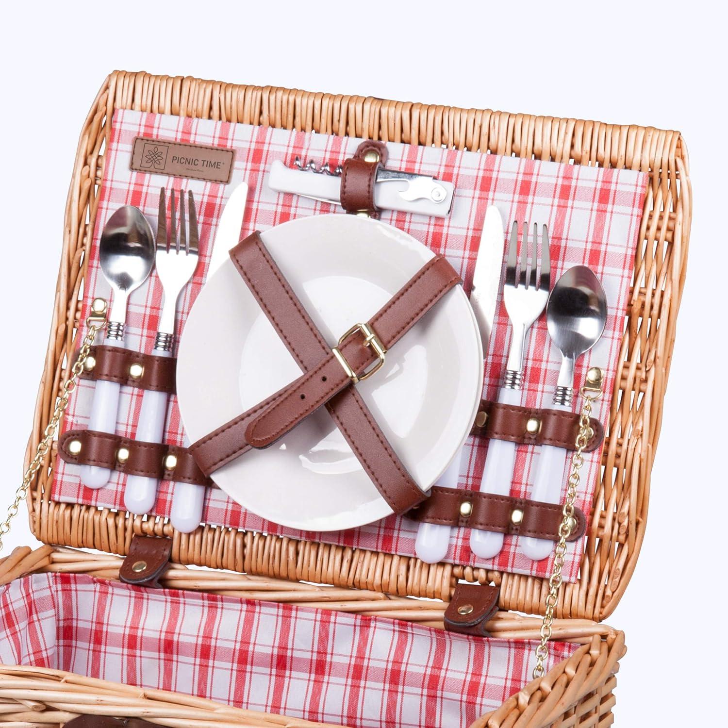 Picnic Time Catalina Wicker Picnic Basket with Picnic