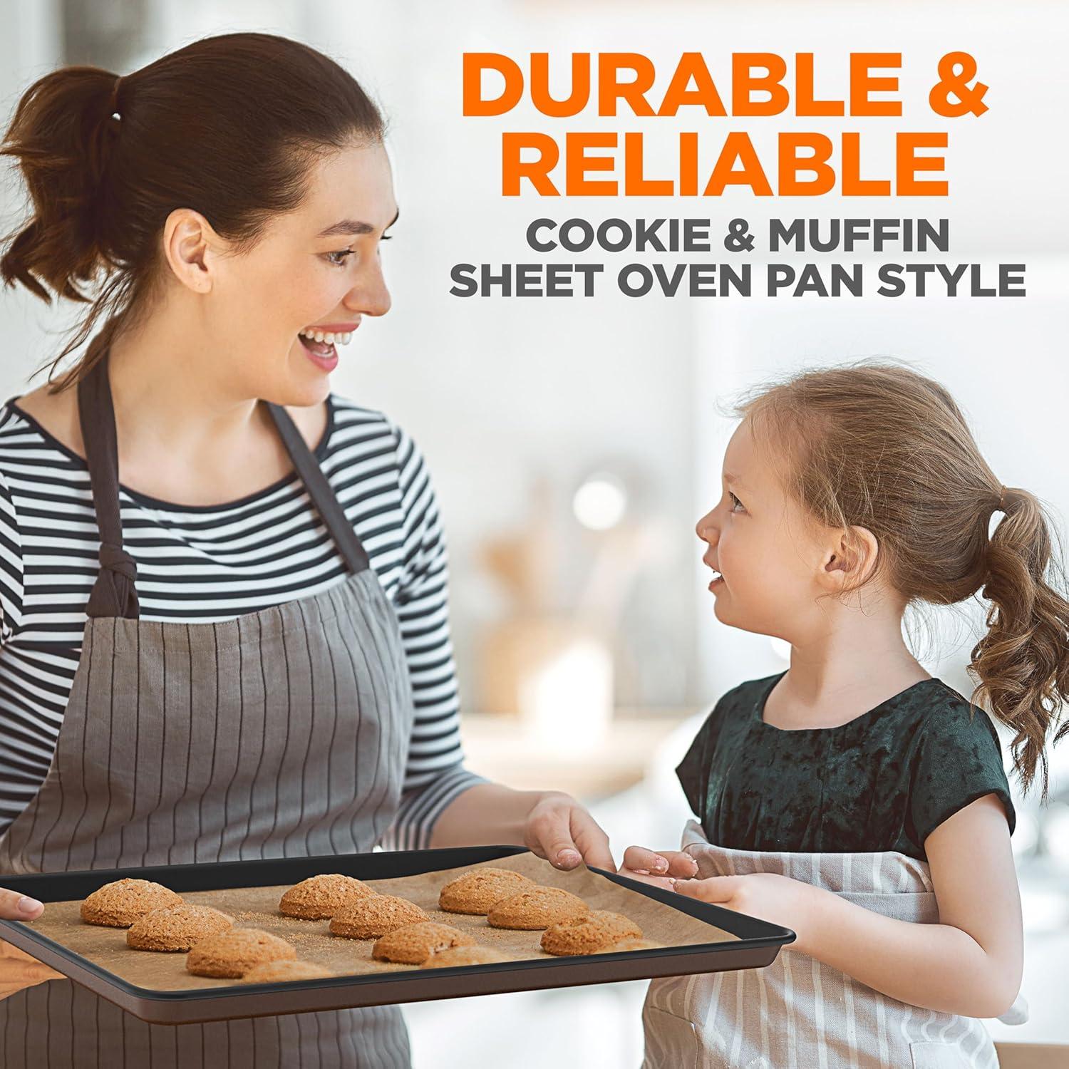 NutriChef 8-Piece Nonstick Stackable Bakeware Set - Pfoa, Pfos, Ptfe Free Baking Tray Set W/ Non-Stick Coating, 450°F Oven Safe, Round Cake, Loaf, Muffin, Wide/Square Pans, Cookie Sheet