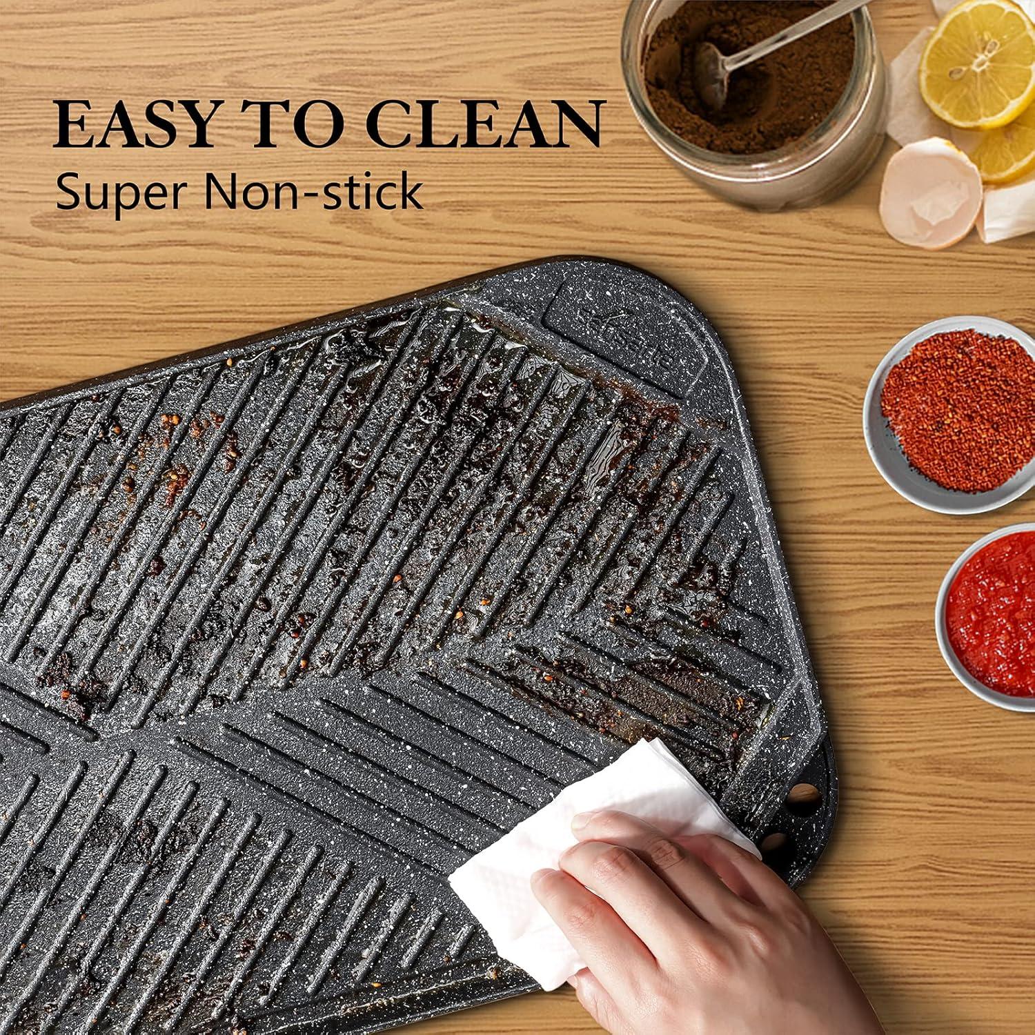 Black Cast Aluminum Reversible Grill and Griddle Pan, 19.5" x 10.7"