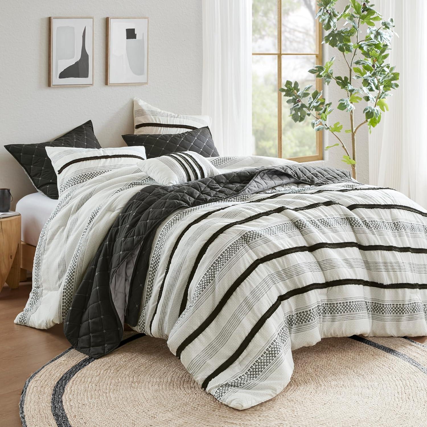 Carolina 7 Piece Stripe Comforter And Quilt Set
