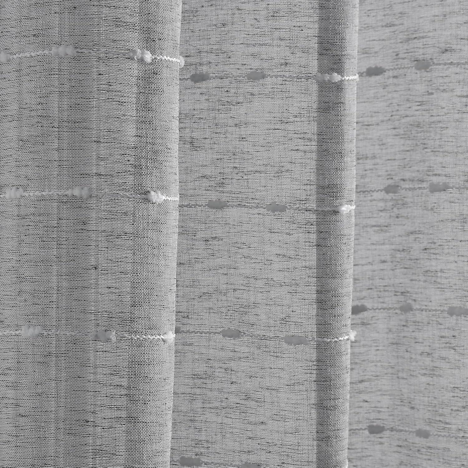 Lush Decor Farmhouse Textured Sheer Polyester Sheer Curtain Pair (Set of 2)