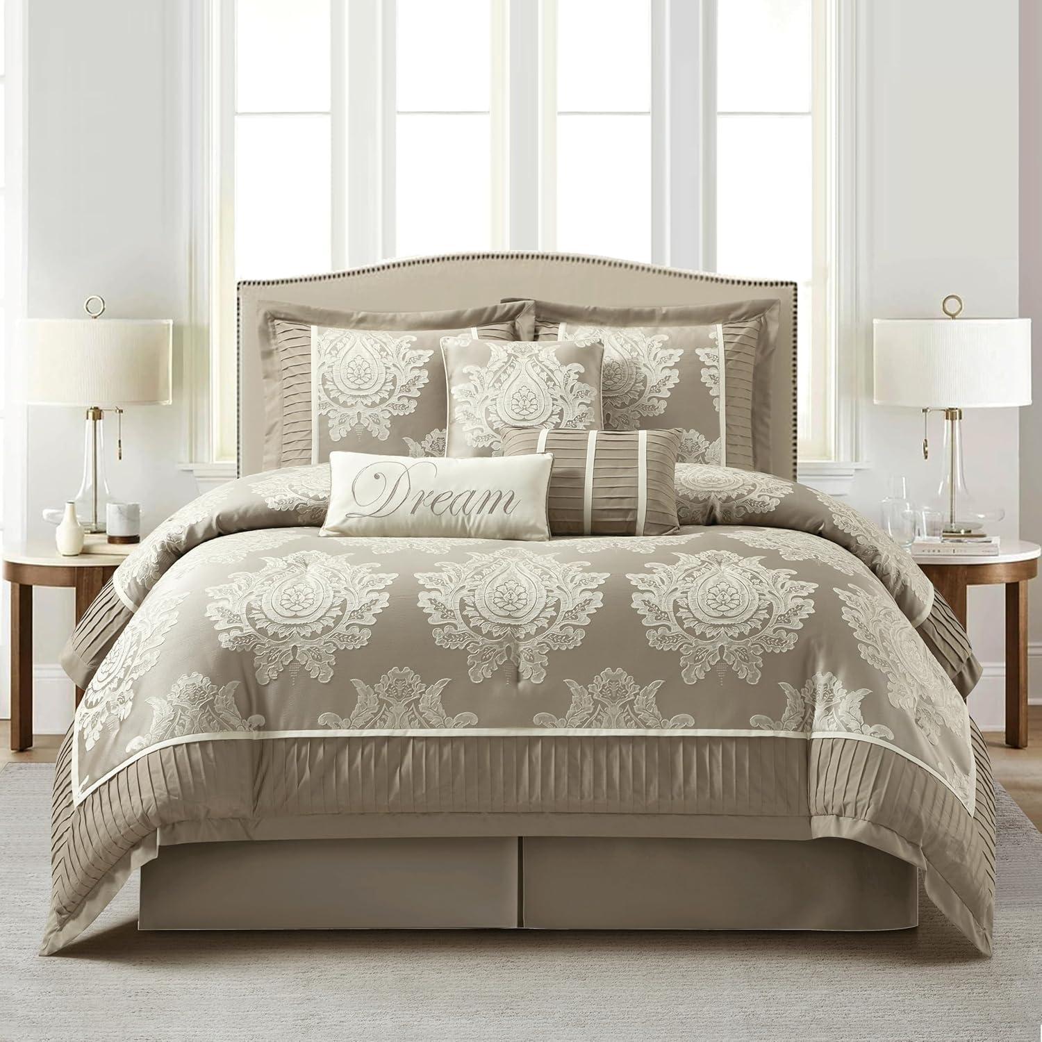 Nanshing America, Inc Therese 7 Piece Traditional Damask Comforter Set