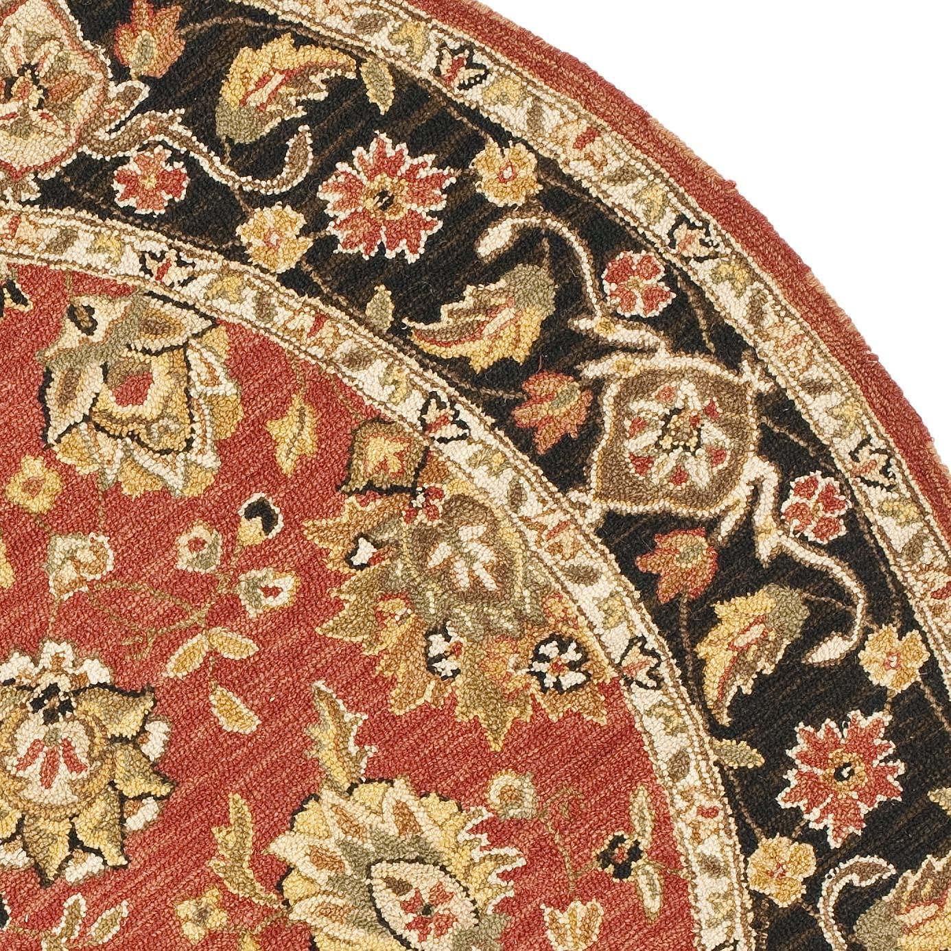 SAFAVIEH Chelsea Kaeden Floral Wool Area Rug, Rose/Black, 5'6" x 5'6" Round