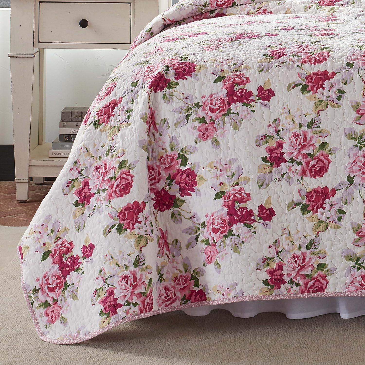 Laura Ashley Laura Ashley Lidia Cotton Reversible Pink Quilt Set